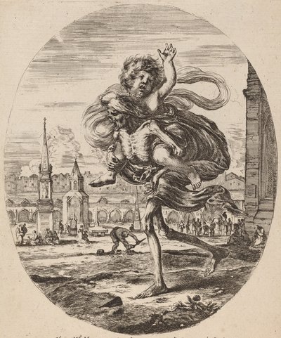 Dood die een Kind naar Links Draagt, waarschijnlijk 1648 door Stefano della Bella