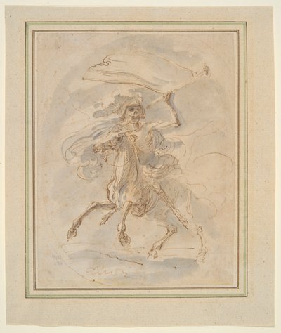 Dood op een paard, studie voor de ets door Stefano della Bella