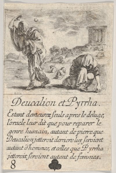 Deucalion en Pyrrha, uit het spel van Mythologie, 1644 door Stefano della Bella