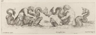 Dolfijnen en Tritons door Stefano della Bella