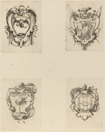 Vier emblemen voor de begrafenis van Prins Francesco de Medici door Stefano della Bella