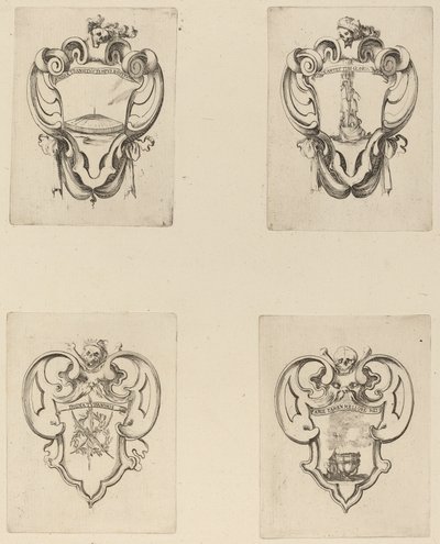 Vier emblemen voor de begrafenis van Prins Francesco de Medici door Stefano della Bella
