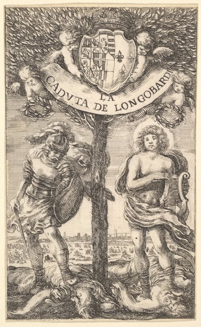 Frontispice voor De val van Longobardi La Caduta de Longobardi, gedichten door Sigismond B..., 1656 door Stefano della Bella