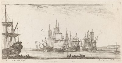 Groep schepen, 1644 door Stefano della Bella