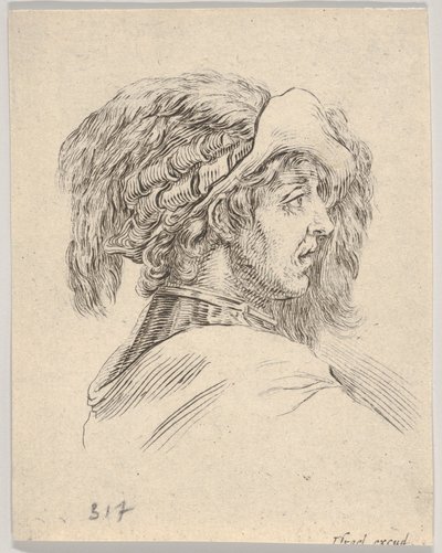Hoofd van een Man zonder Baard, in Profiel naar Rechts, uit Diverse Hoofden en Figuren door Stefano della Bella