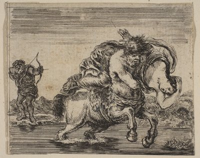Hercules en Deianira, uit Spel van Mythologie Jeu de la Mythologie door Stefano della Bella