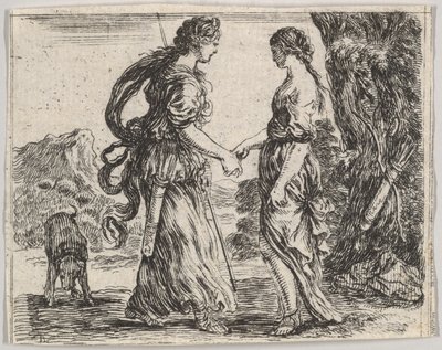 Jupiter en Calisto, uit Spel van Mythologie Jeu de la Mythologie, 1644 door Stefano della Bella