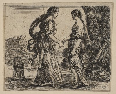 Jupiter en Callisto, uit Game of Mythology Jeu de la Mythologie, 1644 door Stefano della Bella