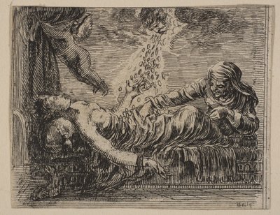 Jupiter en Danaë, uit het Spel van Mythologie door Stefano della Bella