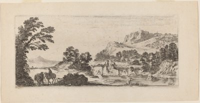 Landschap met brug door Stefano della Bella