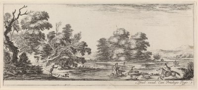 Landschap met Hertenjacht door Stefano della Bella