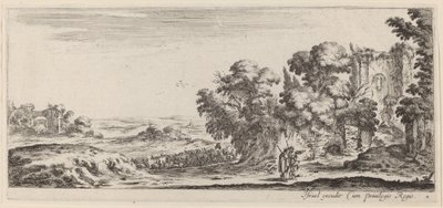Landschap met ruïnes, in of voor 1647 door Stefano della Bella