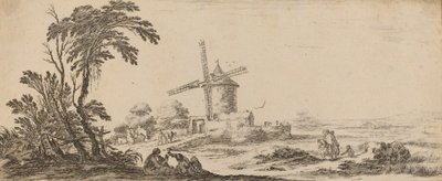 Landschap met windmolen door Stefano della Bella