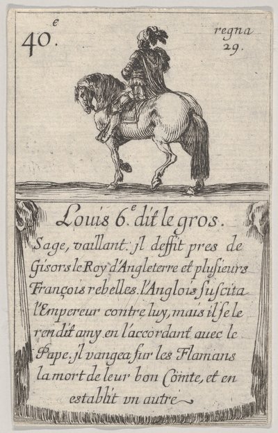 Lodewijk VI de Dikke, Wijze, Dappere, uit Spel van de Koningen van Frankrijk door Stefano della Bella
