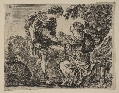Meleager en Atalanta, uit Spel van Mythologie, 1644 door Stefano della Bella