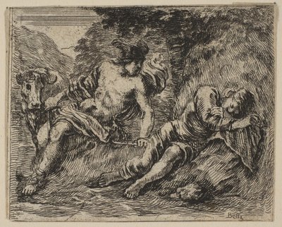 Mercurius en Argus, uit het spel van Mythologie, 1644 door Stefano della Bella