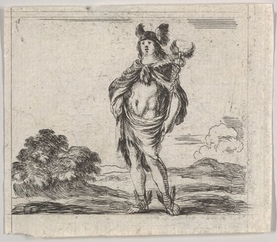 Mercurius, uit het spel van Mythologie Jeu de la Mythologie, 1644 door Stefano della Bella