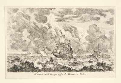 Naviere ordinaire qui passe de Douvre à Calais, uit de serie Vues de ports de mar door Stefano della Bella