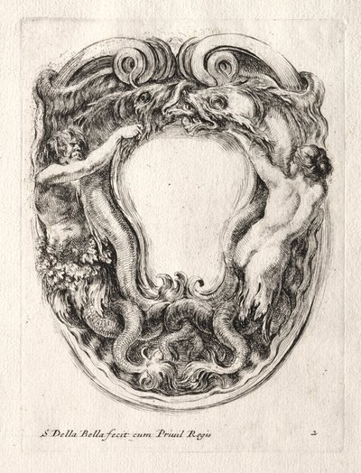 Nieuw model voor een cartouche, 1647 door Stefano della Bella
