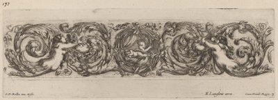 Ornamentale fries met Cupido en Psyche, waarschijnlijk 1648 door Stefano della Bella