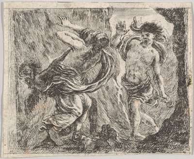 Orpheus en Eurydice, uit Game of Mythology Jeu de la Mythologie door Stefano della Bella