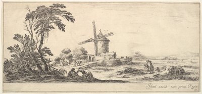 Plaat 10: een familie in het midden op de voorgrond, verschillende figuren en paarden in het midden, ca. 1641 door Stefano della Bella