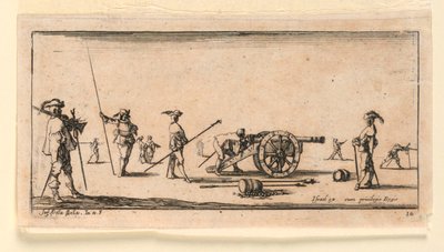 Plaat 10, uit "Desseins de Queleques Conduites de Troupes, Canons, et Ataques de Villes" door Stefano della Bella