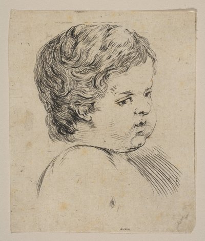 Plaat 12: hoofd van een kind, uit Het boek om te leren tekenen Livre pour apprendre, ca. 1649 door Stefano della Bella