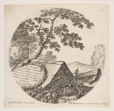 Fragmenten van oude monumenten, uit Romeinse Landschappen en Ruïnes door Stefano della Bella