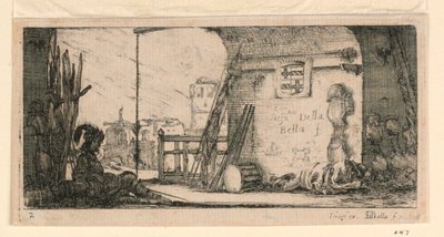 Plaat 2, uit "Desseins de Queleques Conduites de Troupes, Canons, et Ataques de Villes" door Stefano della Bella