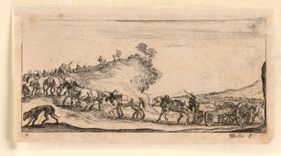 Plaat 4, uit "Desseins de Queleques Conduites de Troupes, Canons, et Ataques de Villes" door Stefano della Bella
