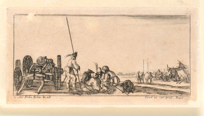 Plaat 9, uit Desseins de Queleques Conduites de Troupes, Canons, et Ataques de Villes door Stefano della Bella