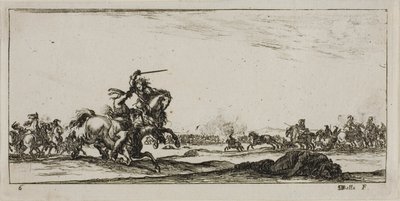 Plaat zes uit Tekeningen van verschillende bewegingen door soldaten door Stefano della Bella