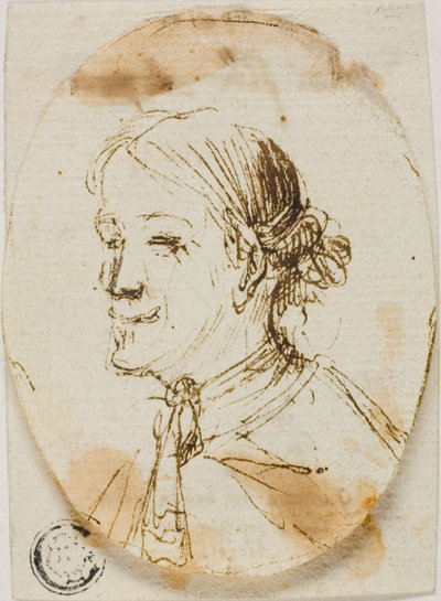 Portret Buste van Man Draagt Cravat (recto); Schets van Zadel (verso) door Stefano della Bella
