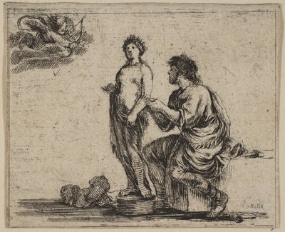 Pygmalion, uit Spel van Mythologie Jeu de la Mythologie, 1644 door Stefano della Bella