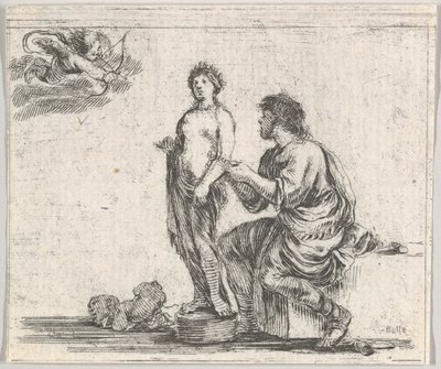 Pygmalion, uit Spel van Mythologie Jeu de la Mythologie, 1644 door Stefano della Bella