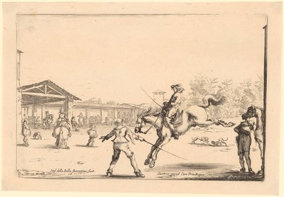 Rijschool, blad 5 van de reeks „Verschillende figuren” door Stefano della Bella