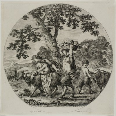 Satyr Familie Wandelend door Stefano della Bella