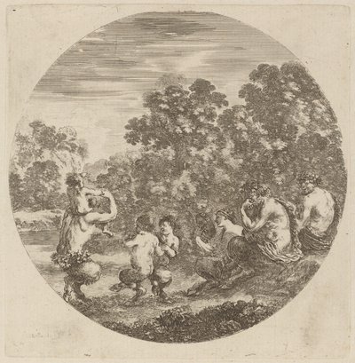Satyrs en Faun door Stefano della Bella