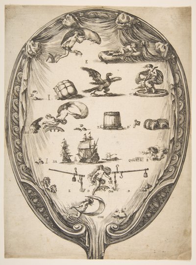 Scherm met Rebus van Fortuin, ca. 1639 door Stefano della Bella