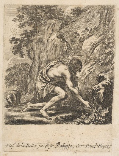 St. Johannes de Doper haalt water uit een bron, ca. 1649 door Stefano della Bella