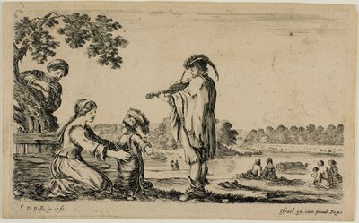 Staande violist, uit Diverse figuren van het platteland door Stefano della Bella
