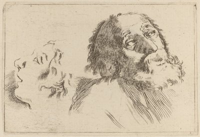 Studie van hoofden, één naar rechts gedraaid en de ander naar links door Stefano della Bella