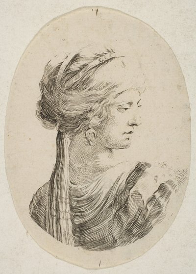 Sultana met een tulband, in profiel naar rechts, uit 