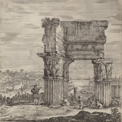 Tempel van Concord en Romeins Forum, 1656 door Stefano della Bella