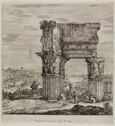 Tempel van Concordia en het Romeinse Forum door Stefano della Bella