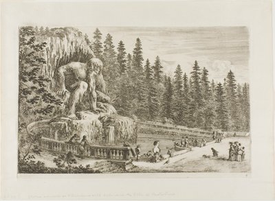 Het Kolossale Standbeeld van de Apennijnen, uit Zichten van Villa di Pratolino door Stefano della Bella