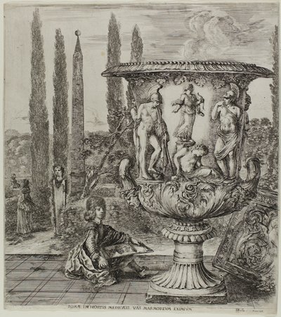 De Medici-vaas, plaat één uit De Zes Grote Zichten van Rome en de Campagna door Stefano della Bella