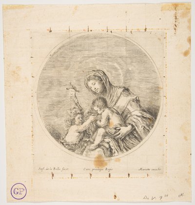 De Maagd en het Kind met Sint Jan, een ronde compositie, ca. 1641 door Stefano della Bella