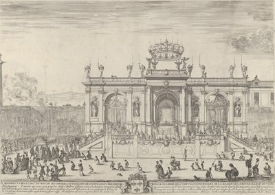 Het altaar van het heilig sacrament, links, het sacrament onder een baldakijn, gedragen in p... door Stefano della Bella